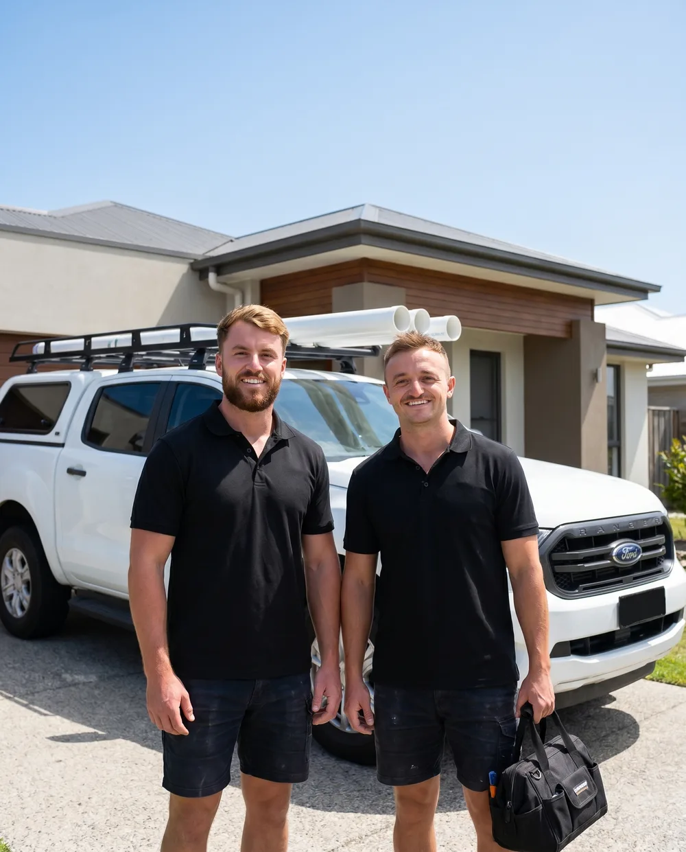 Jake Flynn and Lincoln Monin — the licensed plumbers behind LJ Plumbing